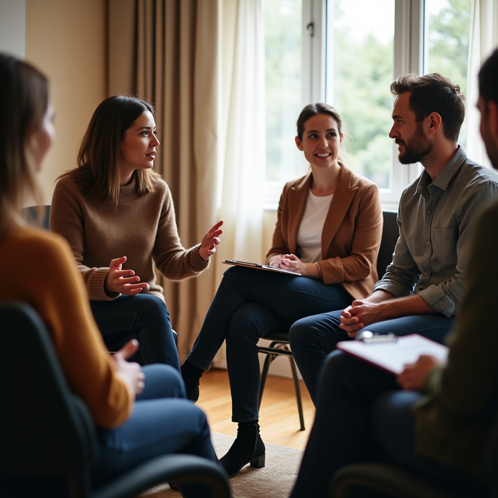 Grup mic de participanți discutând o situație de negociere